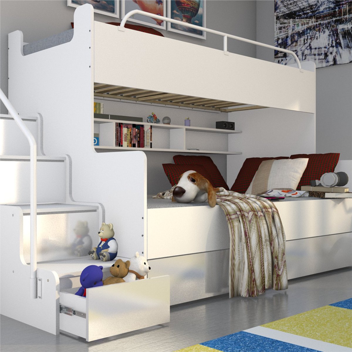 Четырехспальная кровать для четверых детей