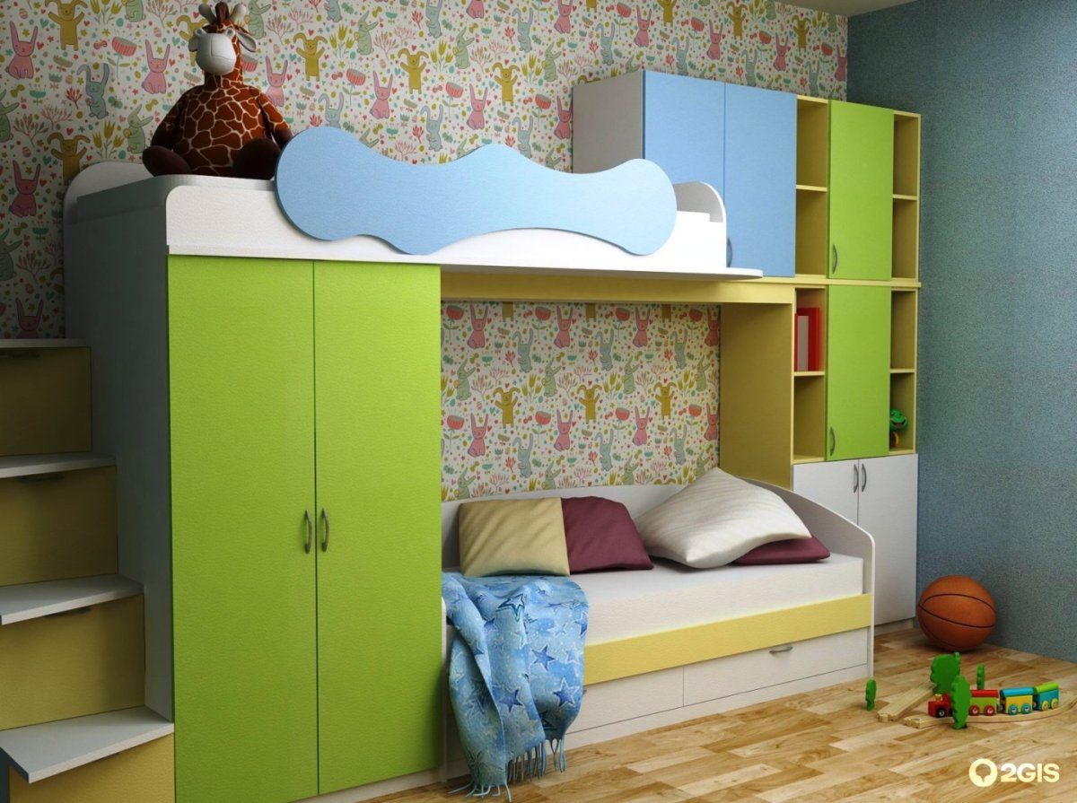 Компактная двухъярусная кровать для детей