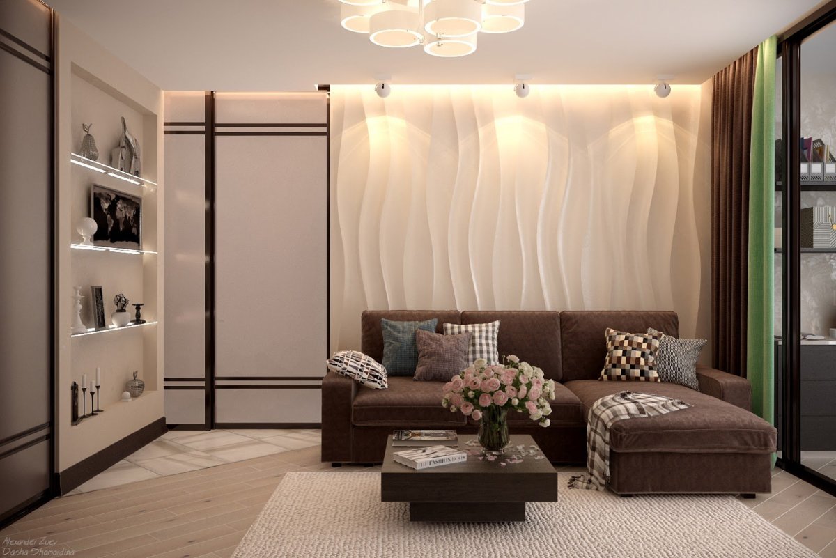 Отделка ТВ зоны в гостиной