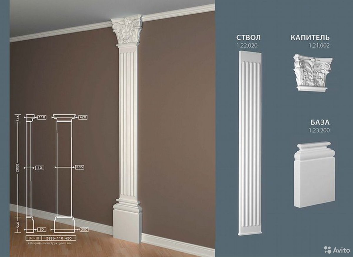 Гипсовые колонны для внутренней отделки
