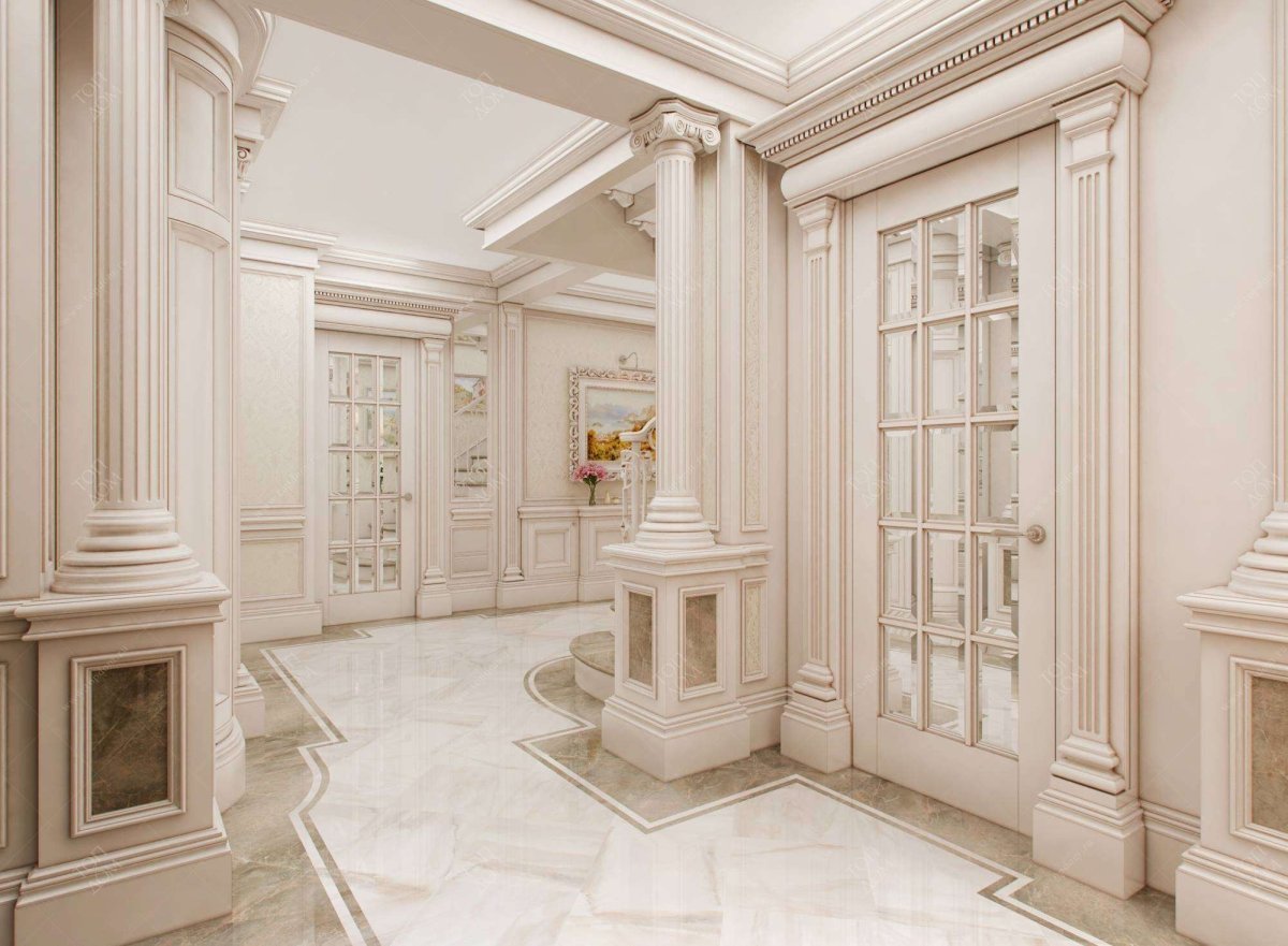 Квадратные колонны в интерьере