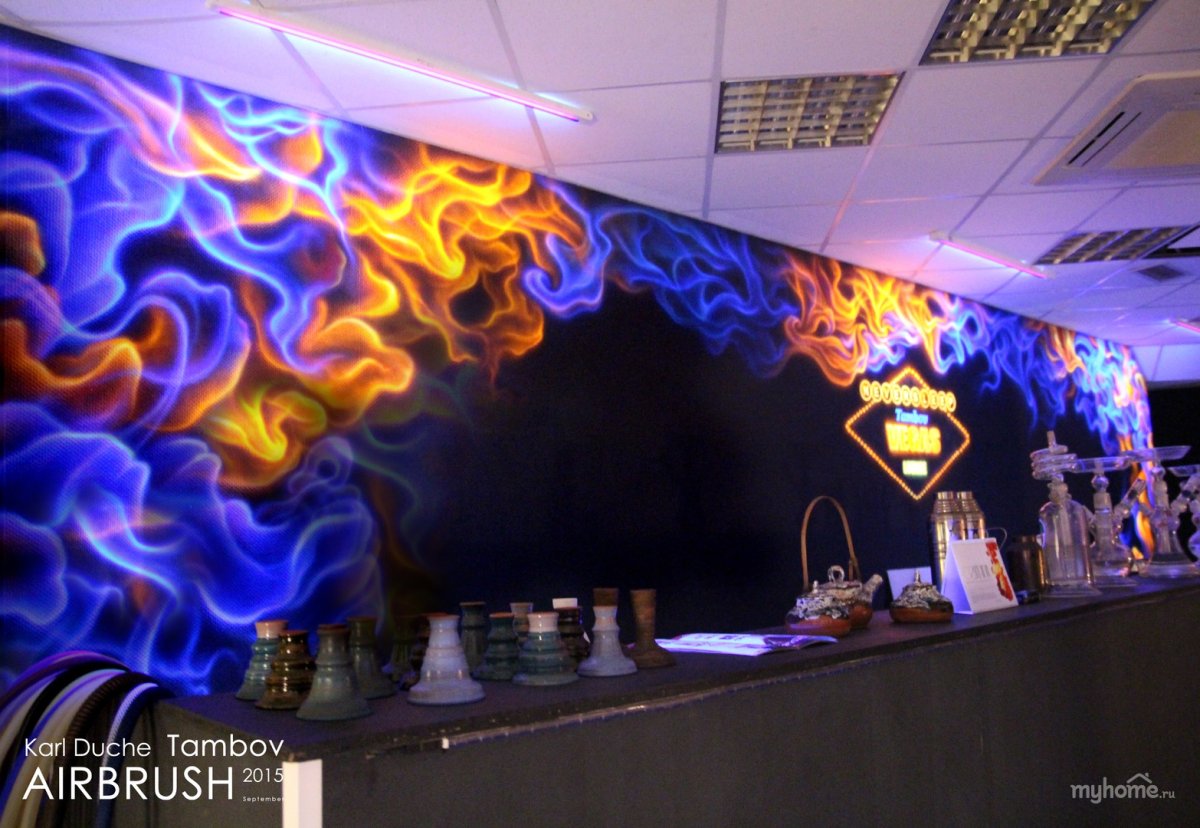 Украшение стен в кальянной