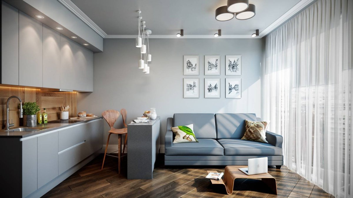 Кухня-гостиная 16м икеа