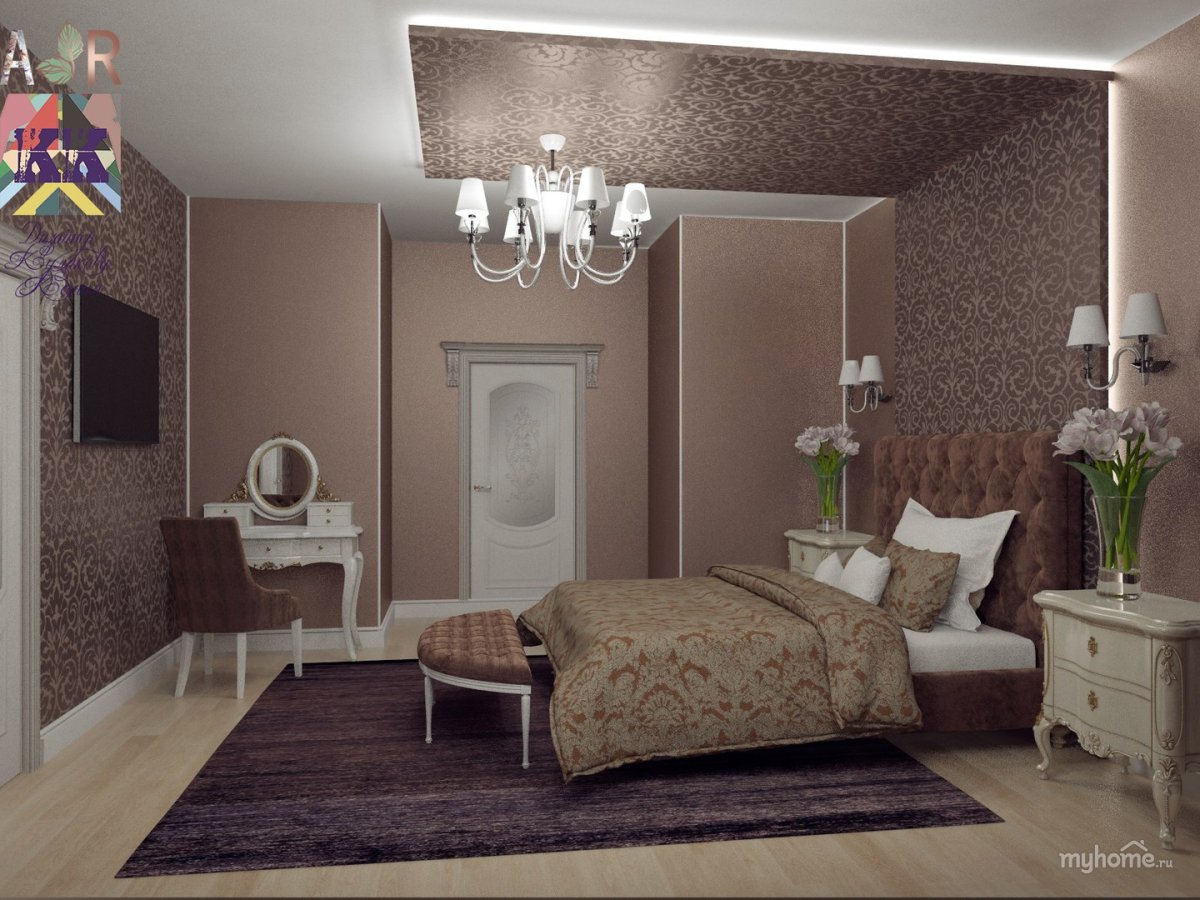 Спальня в тонах какао с молоком