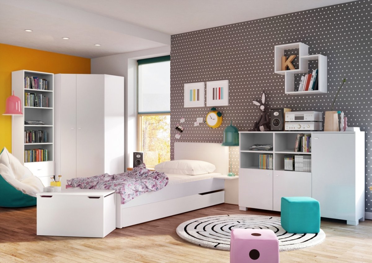 Комната для девочки подростка с белой мебелью