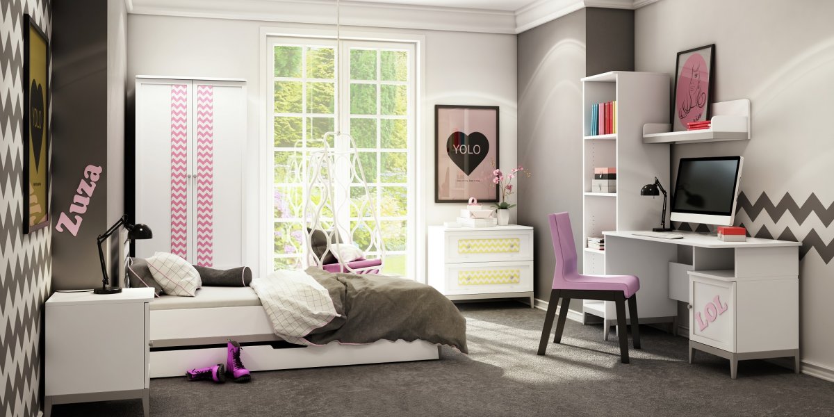 Черно белая комната для подростка