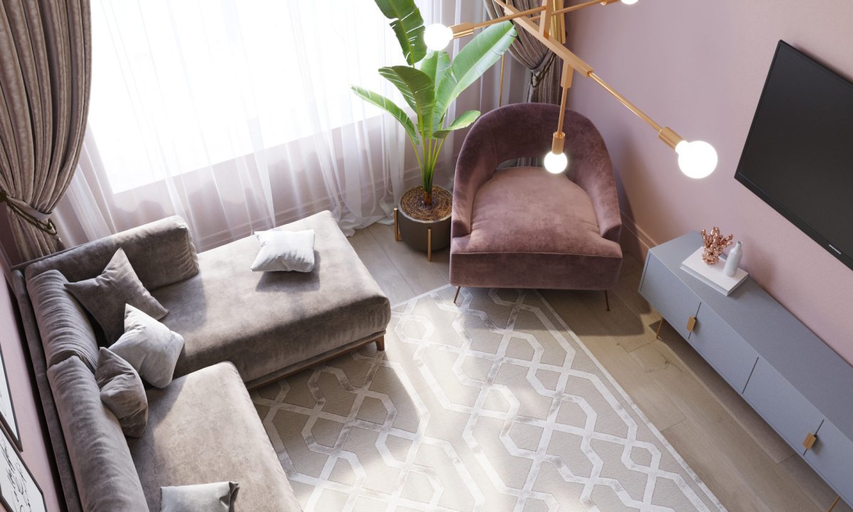 Пыльно розовый диван