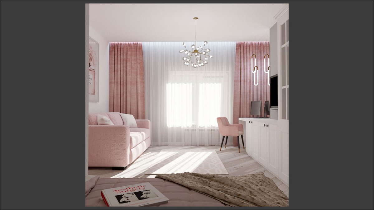 Розовый диван в интерьере