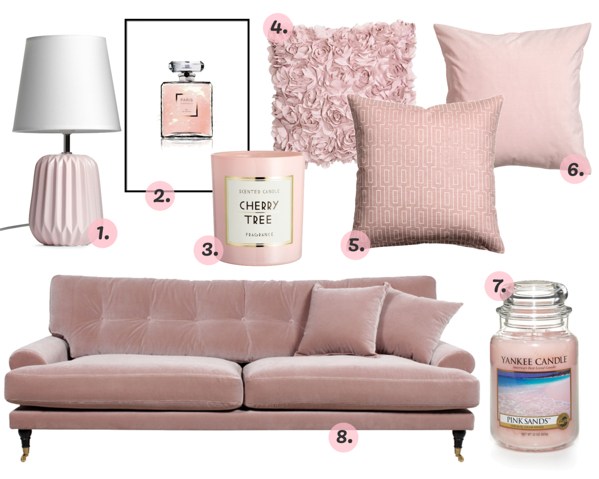 Пыльно розовый диван