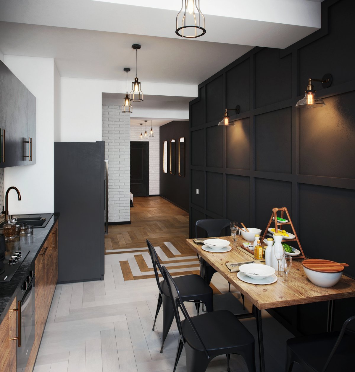 Обои в скандинавском стиле для кухни