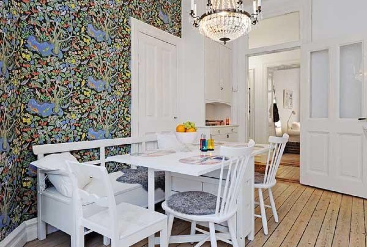 Расцветка обоев для кухни