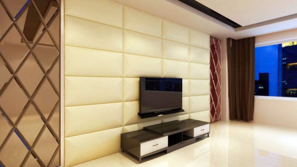 Ламинат на стену в гостиной