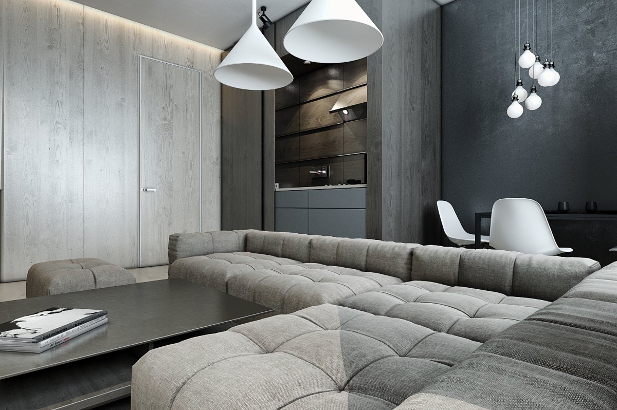 Штукатурка под бетон в интерьере