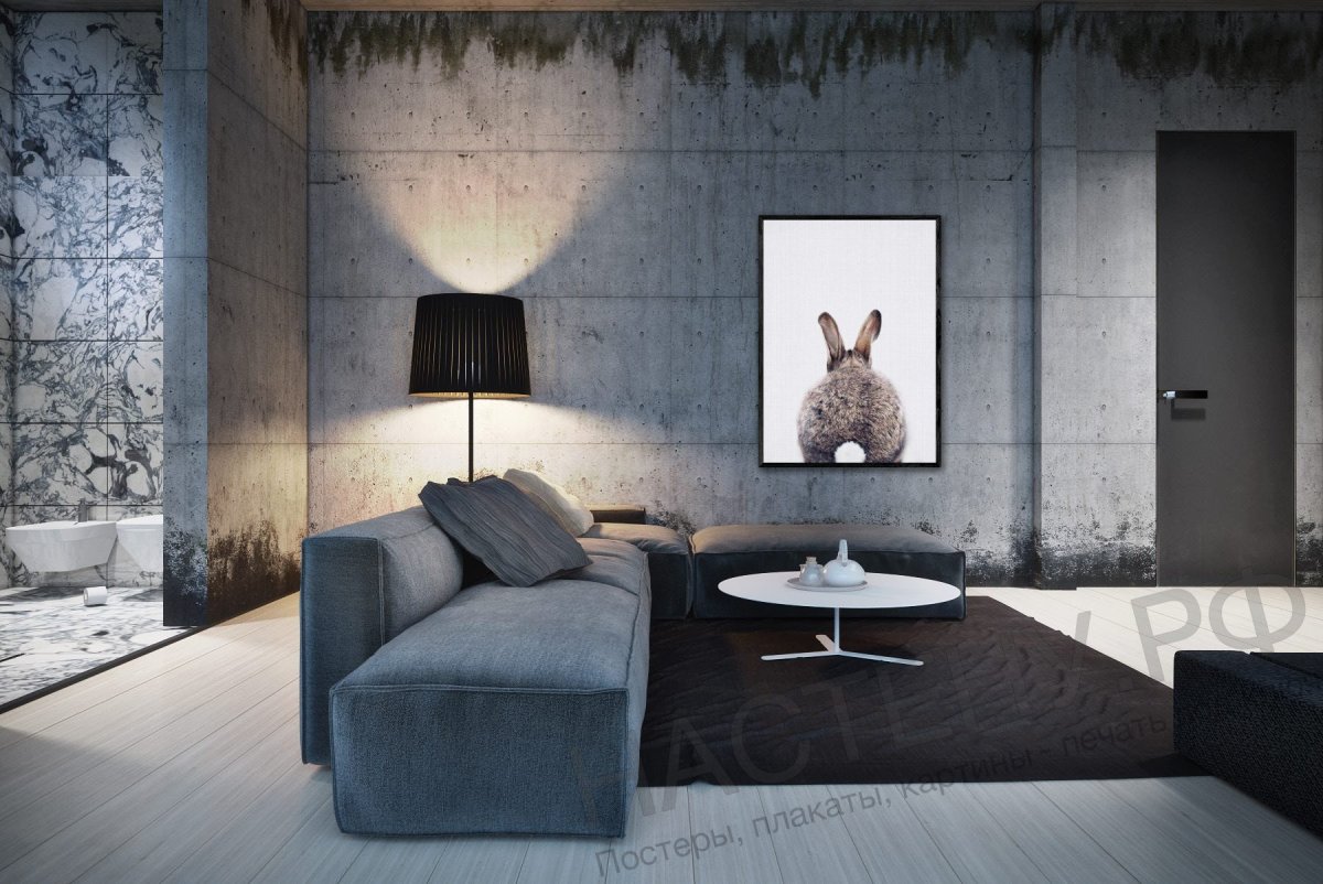 Стены под бетон в интерьере