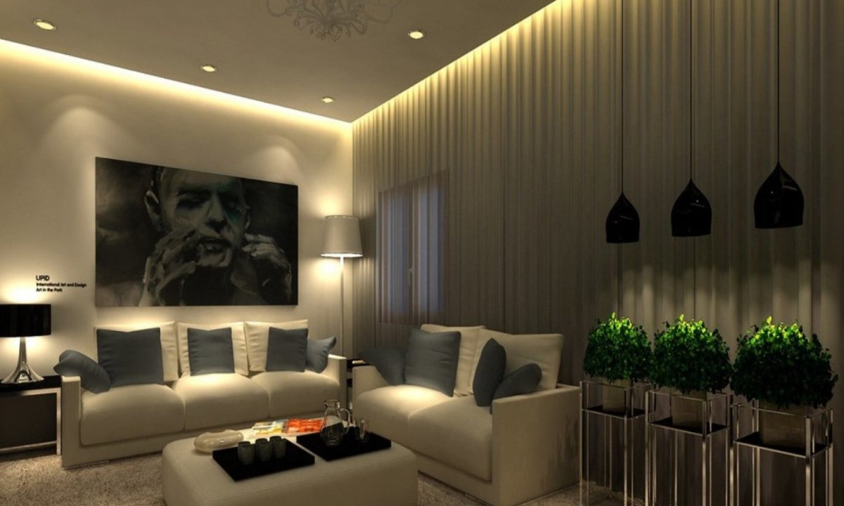 Люстра над диваном