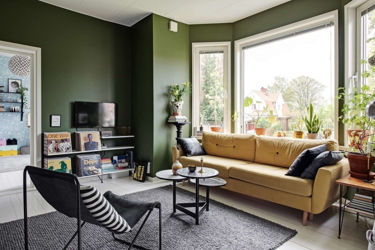 Оливковый цвет в интерьере