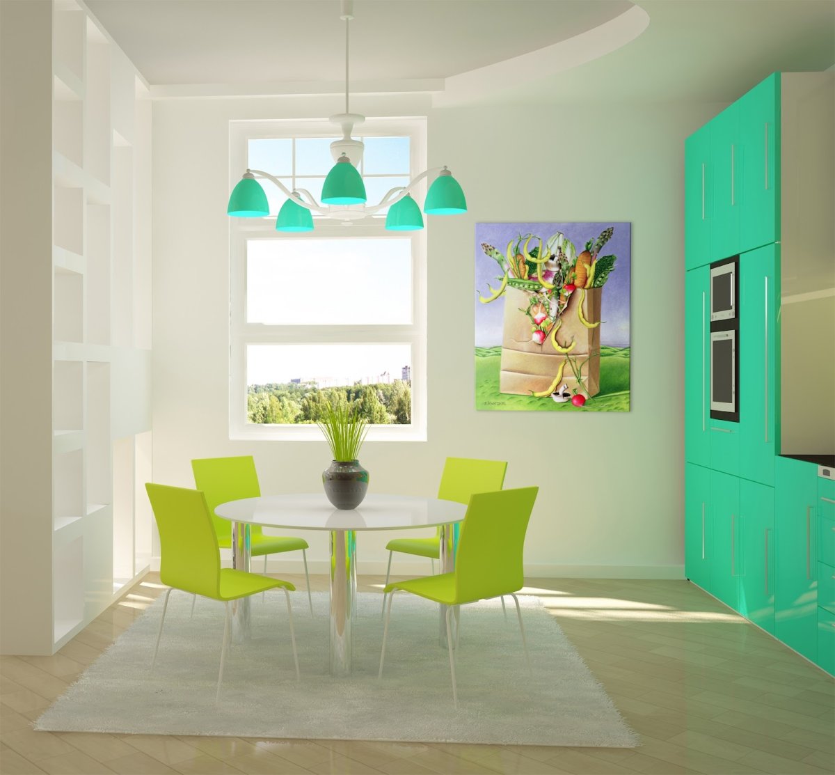 Лаймовый цвет стен в интерьере