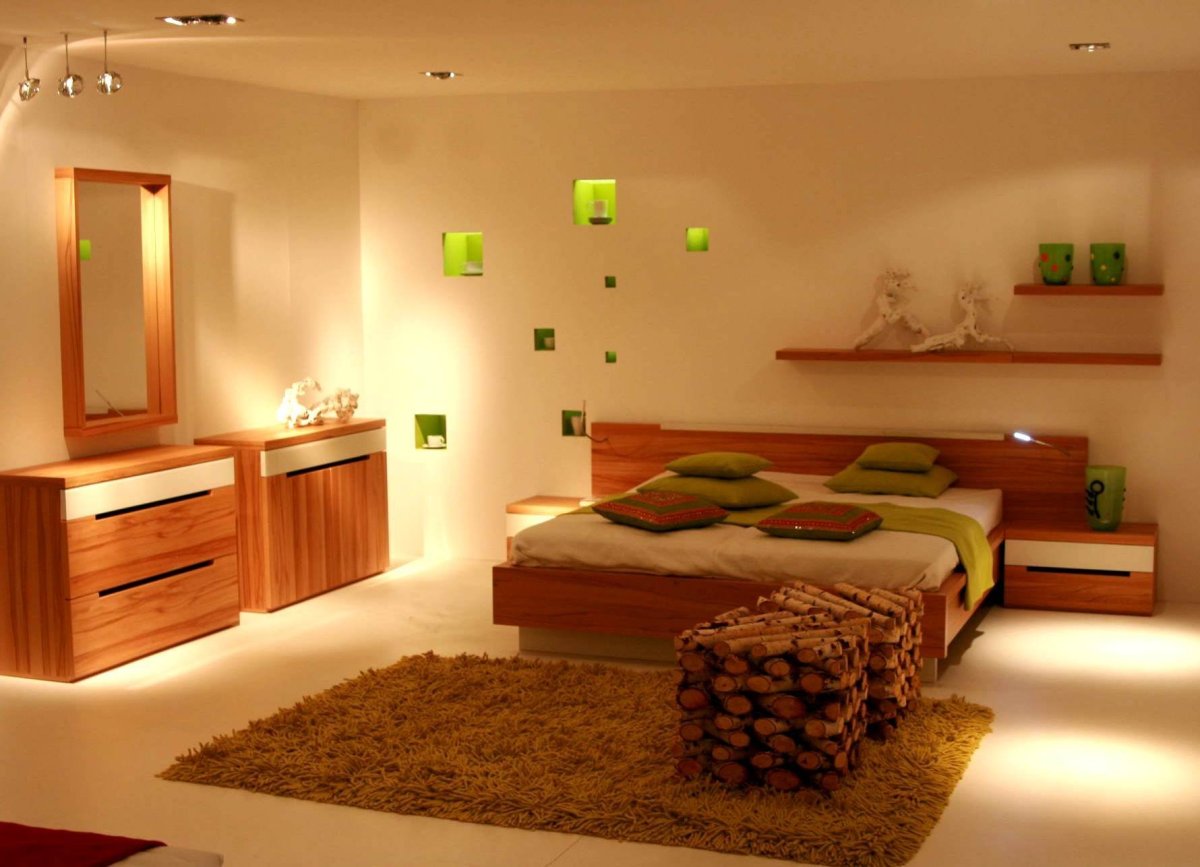 План спальни с растениями