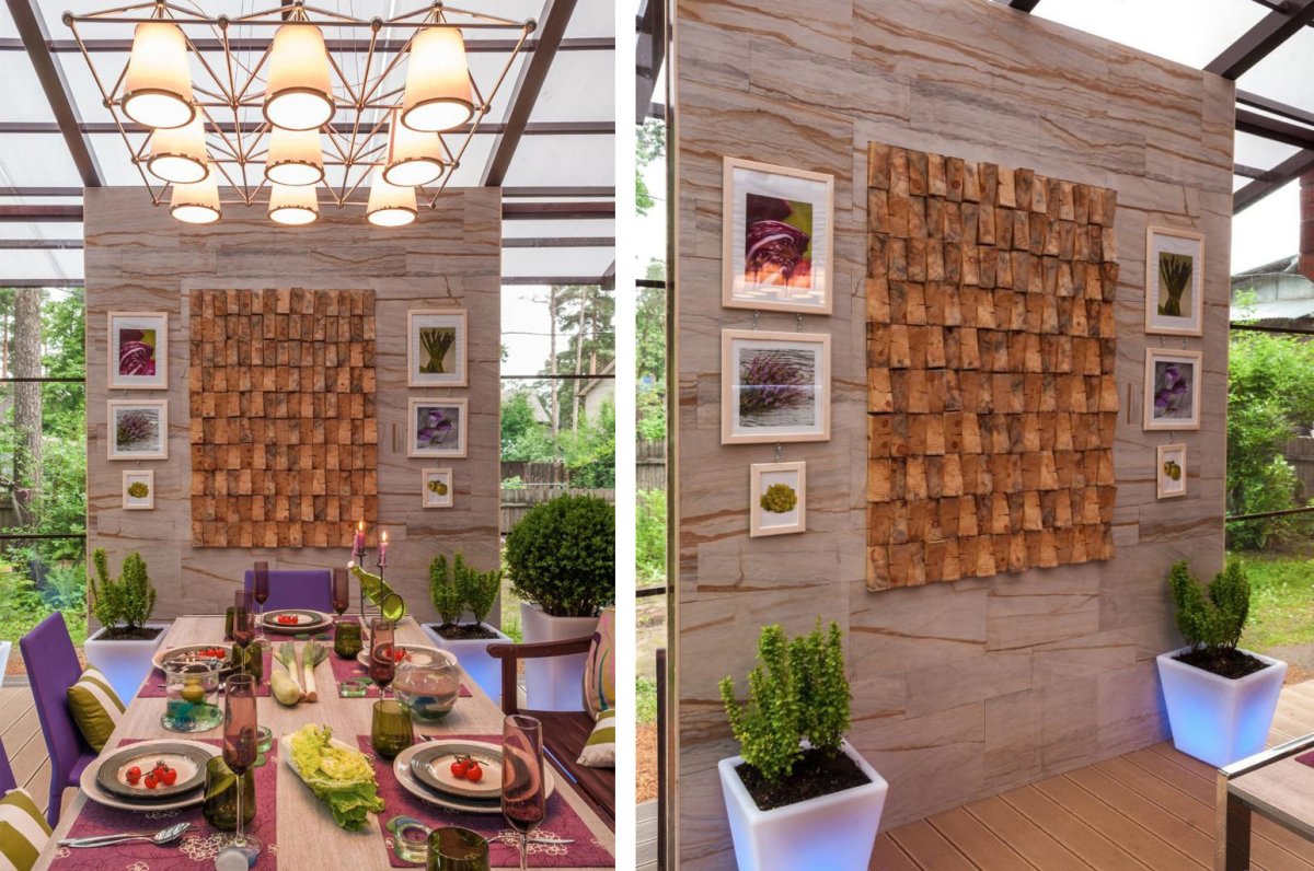 Украшение стены беседки