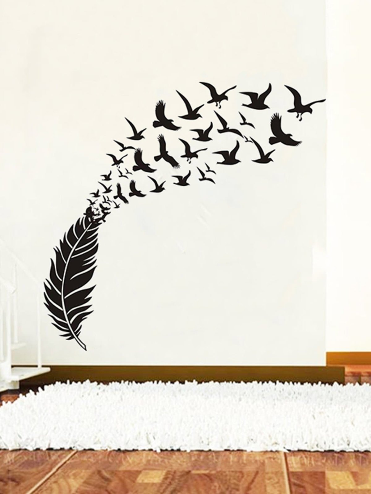 Трафарет перо на стену
