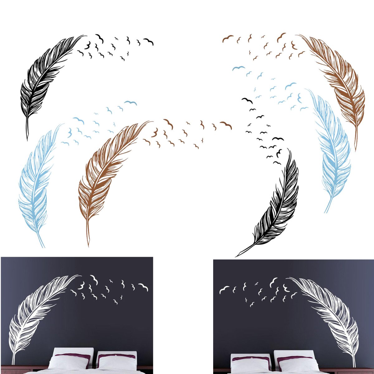 Трафарет перо на стену