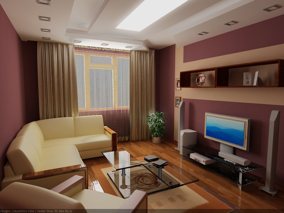 Гостиная кабинет в одной комнате