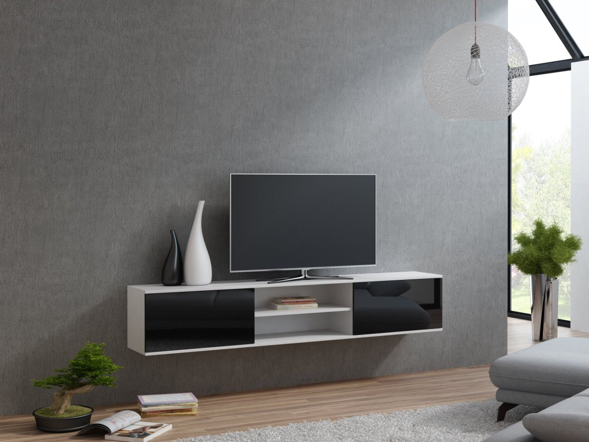 Шкаф телевизор подвесной 190 см акрил-глянец