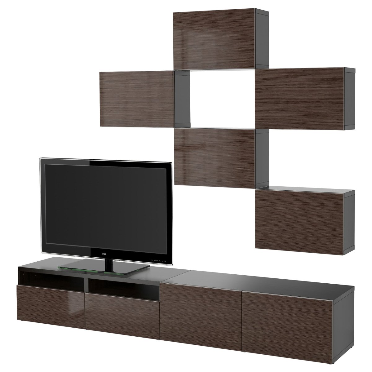 Современные полки над телевизором