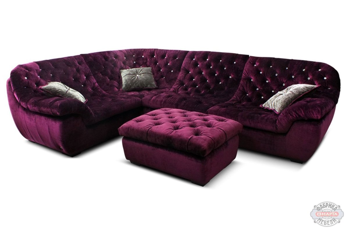 Современный синий диван