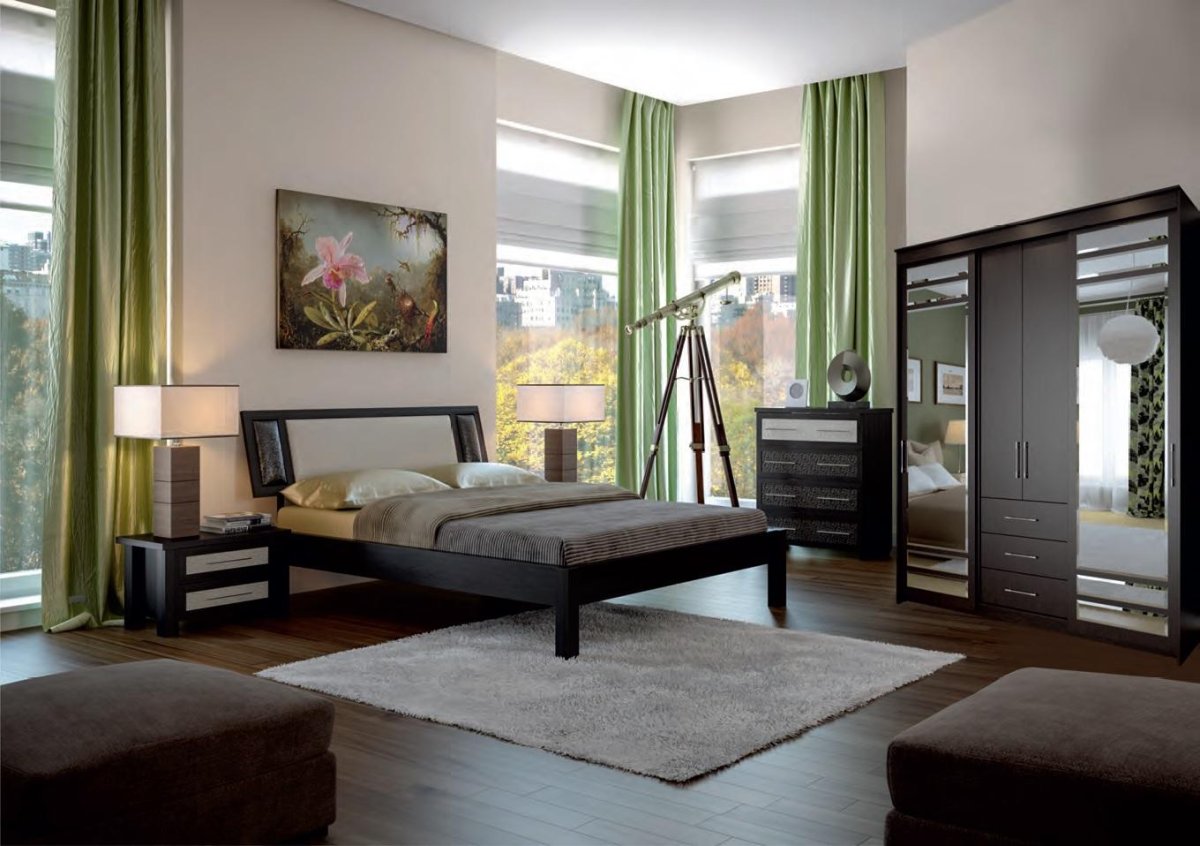 Спальня с полом венге