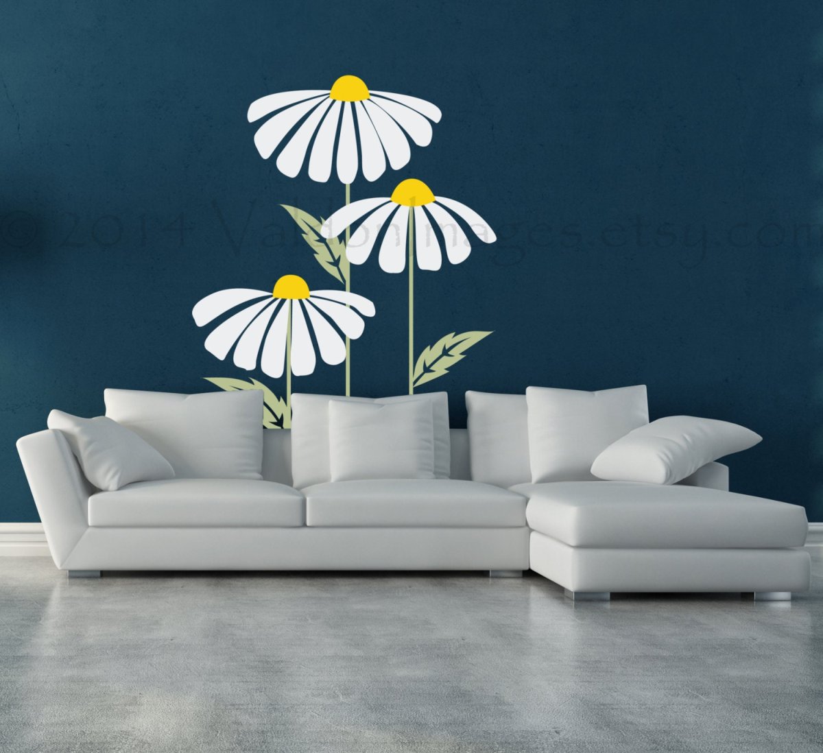 Роспись стен ромашки