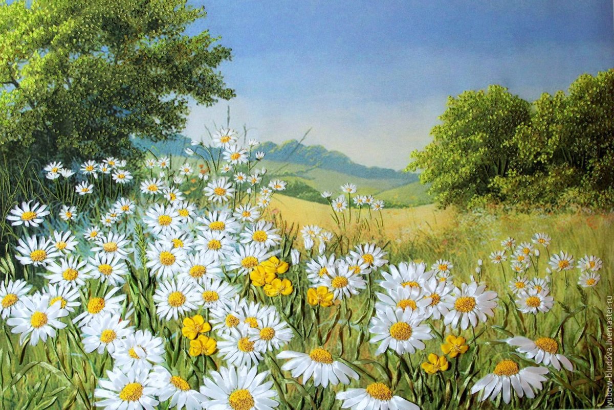 Художественная роспись ромашки