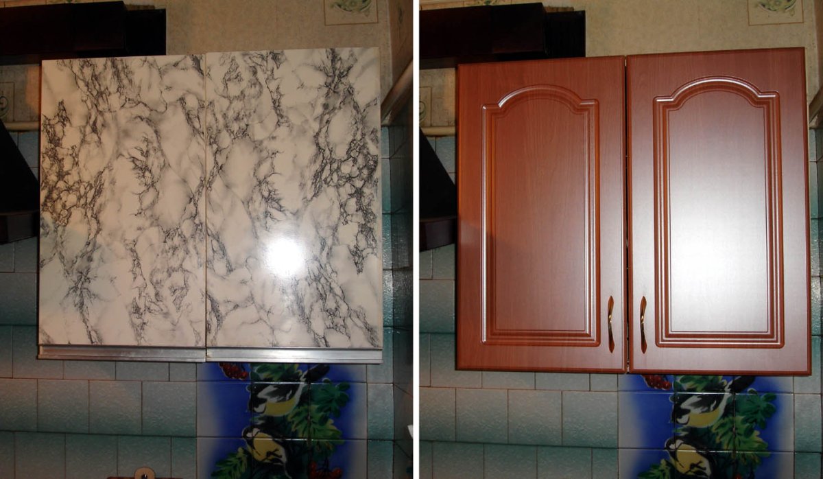 Приклеена самоклеющаяся пленка