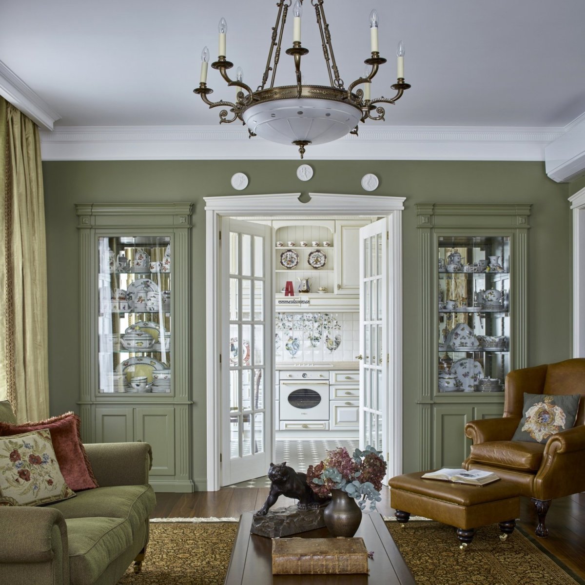 Спальня в оливковых тонах