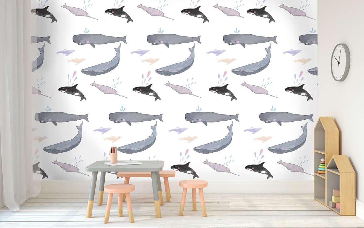 Обои с китами в комнату