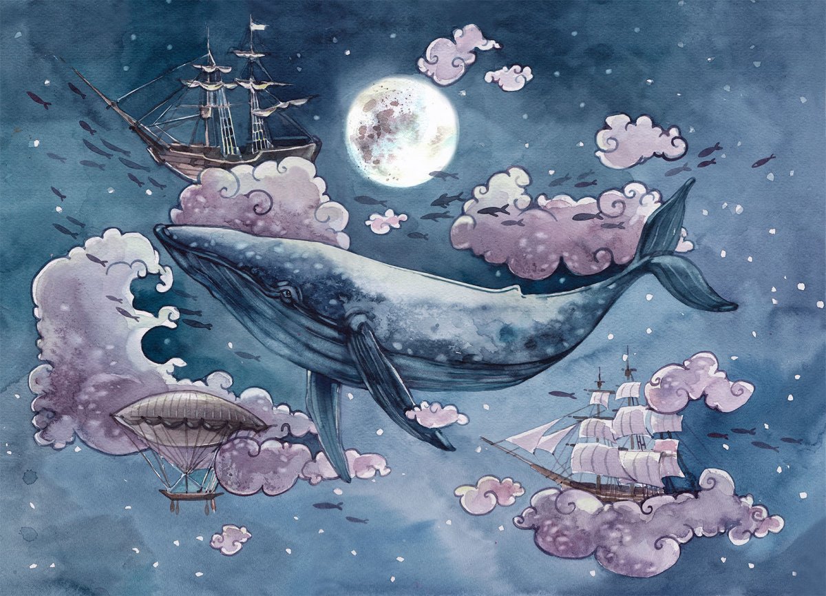 Кит на стене в интерьере