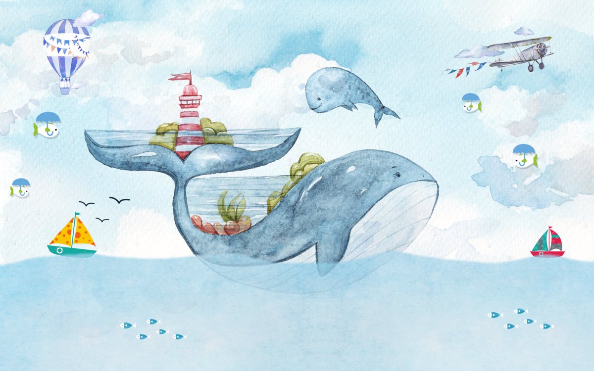 Обои с китами в детскую