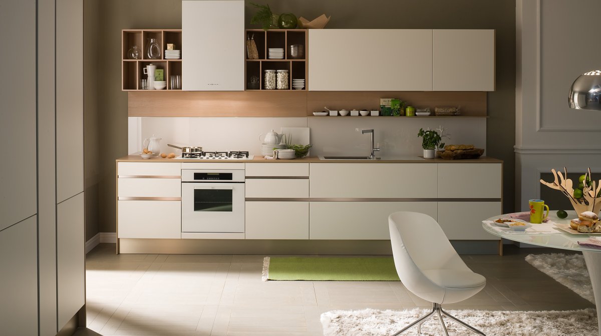 Кухня с открытыми полками
