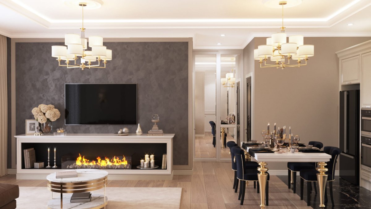 Белая гостиная Неоклассика