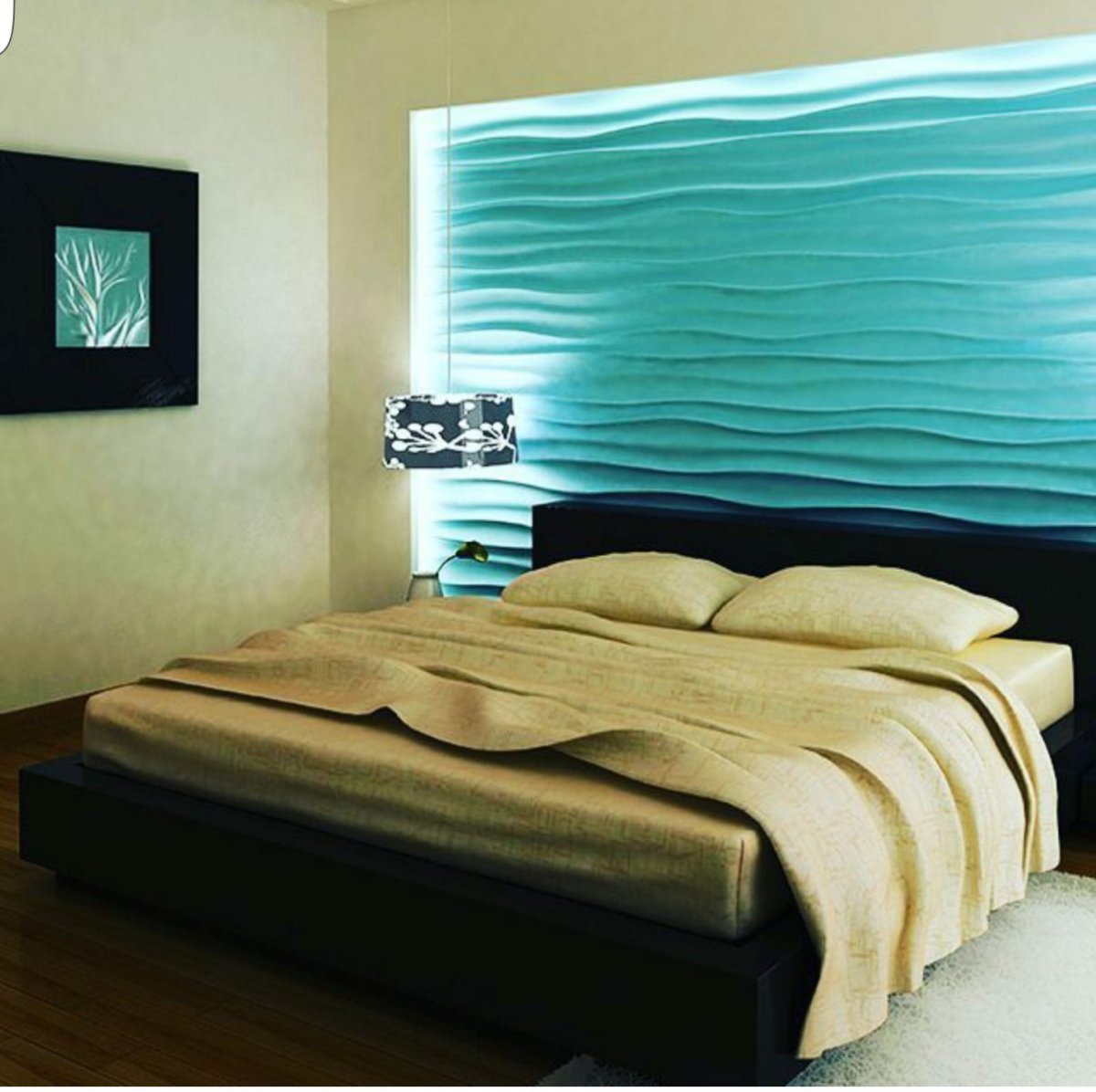 Гипсовые панели в спальне