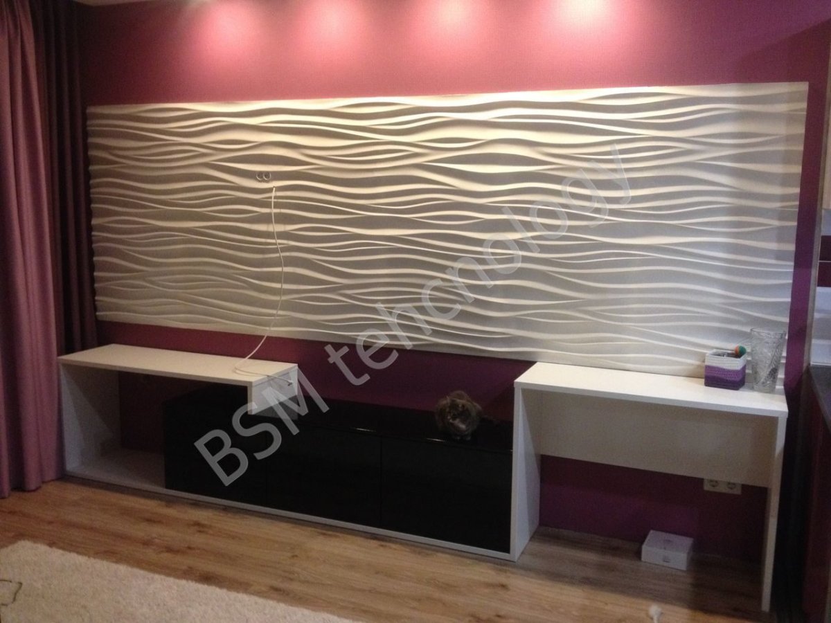 3д панели волна в интерьере кухни