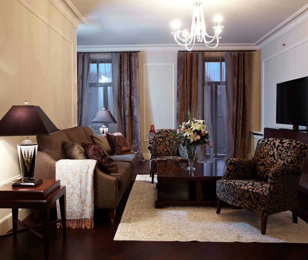 Гостиная в коричневом цвете