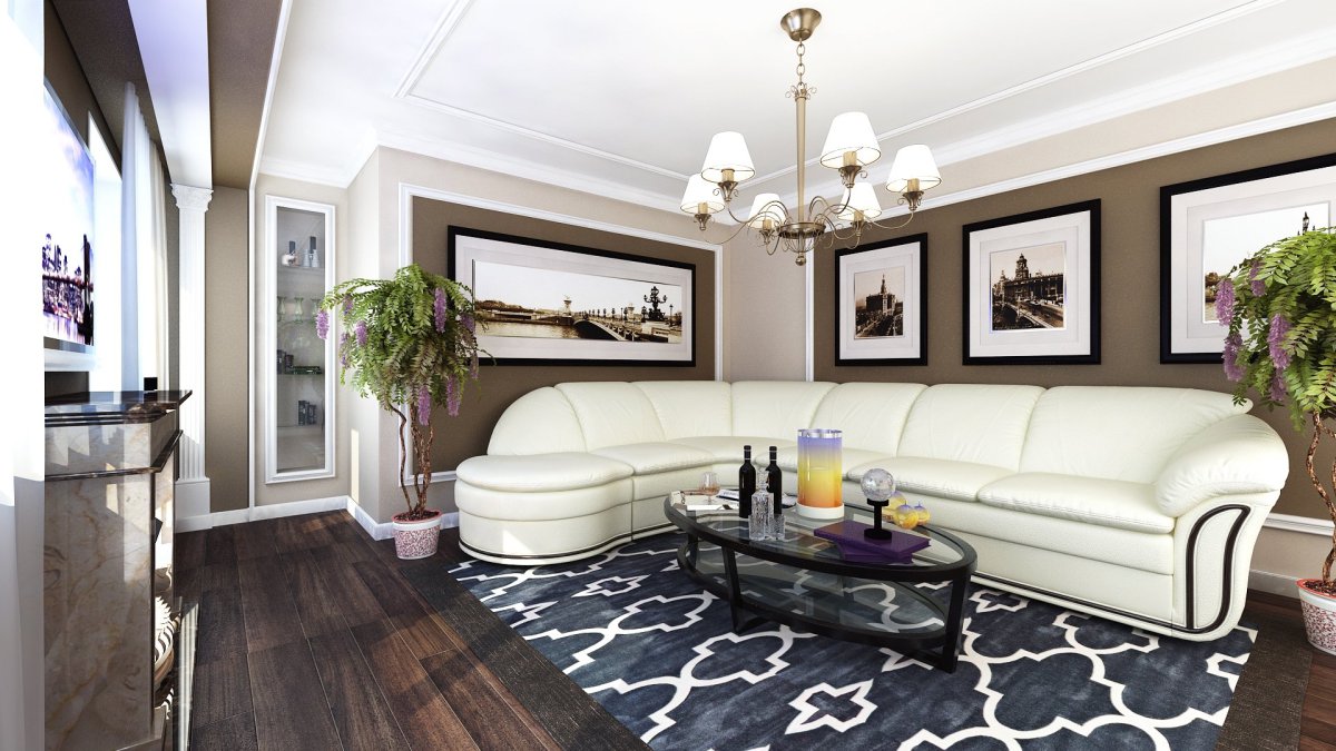 Темный пол светлый диван