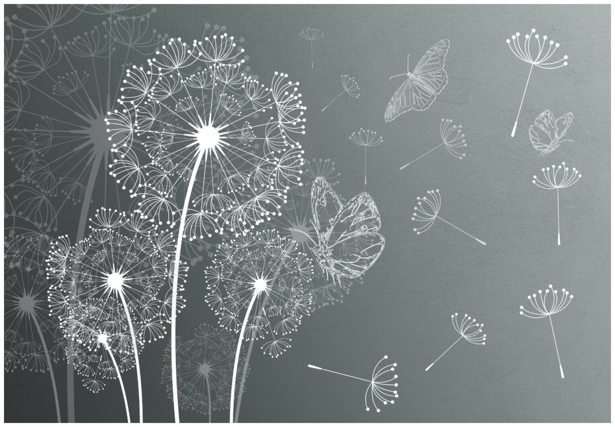 Одуванчики на стене в интерьере