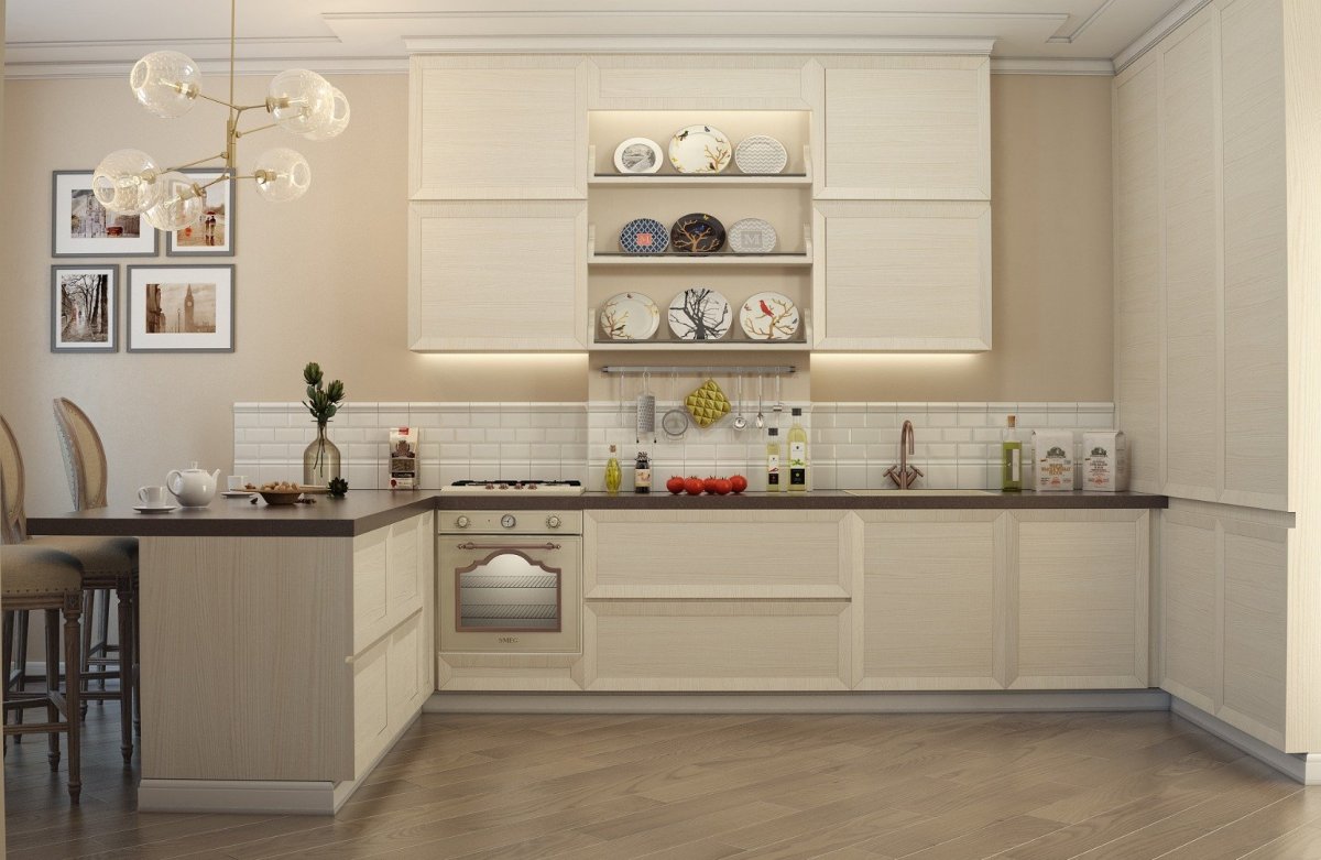 Угловая кухня в скандинавском стиле