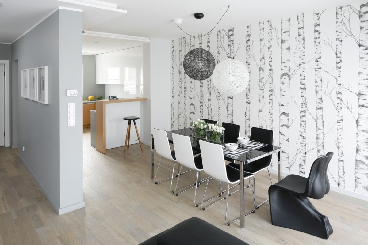 Обои на кухню над обеденным столом