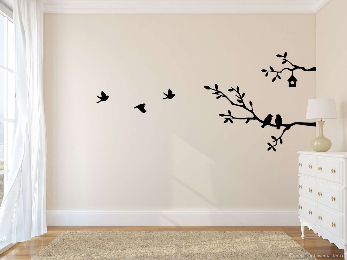Птички на стену золотистые