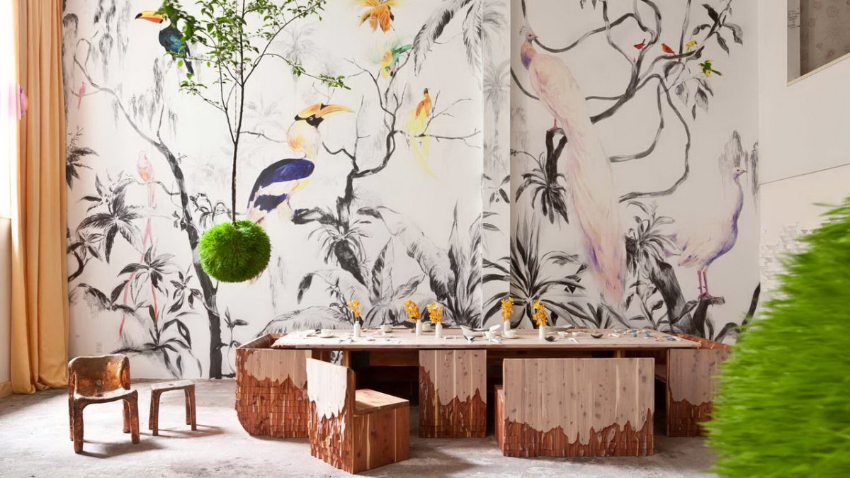 Необычные растения роспись стен