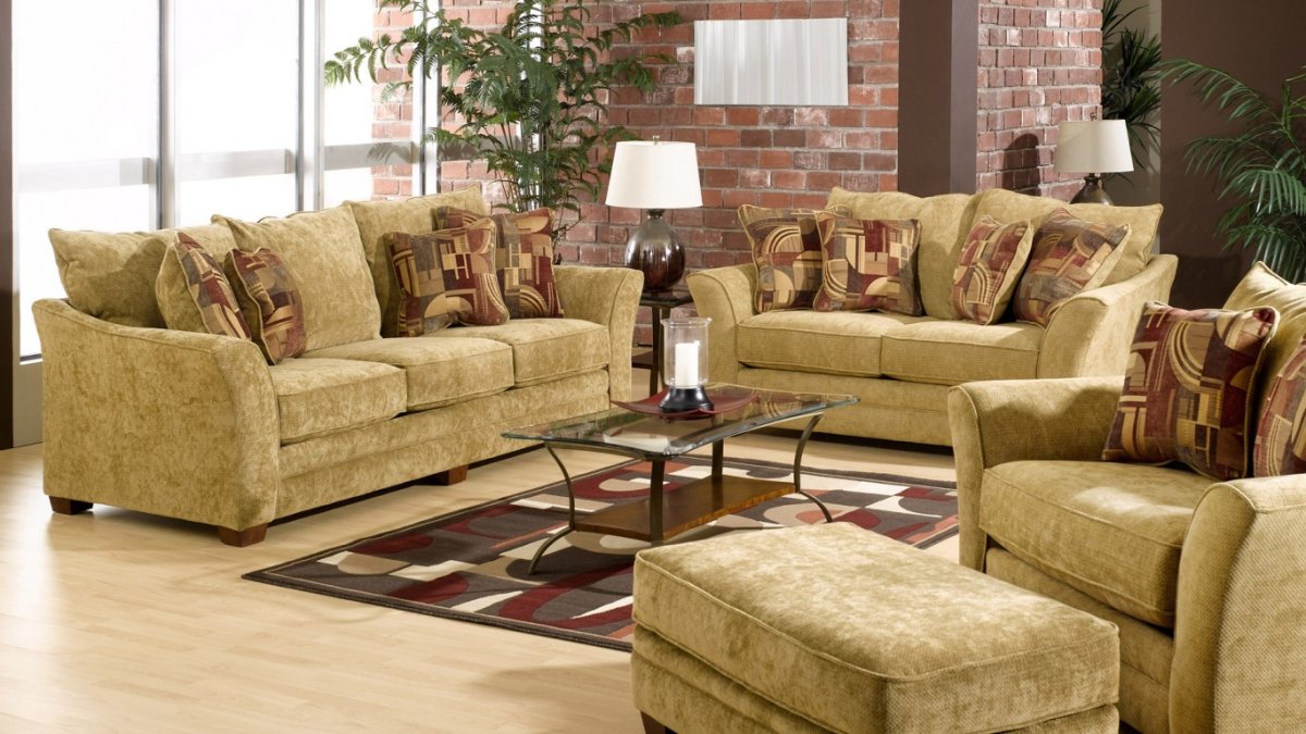 Диван и два кресла в интерьере