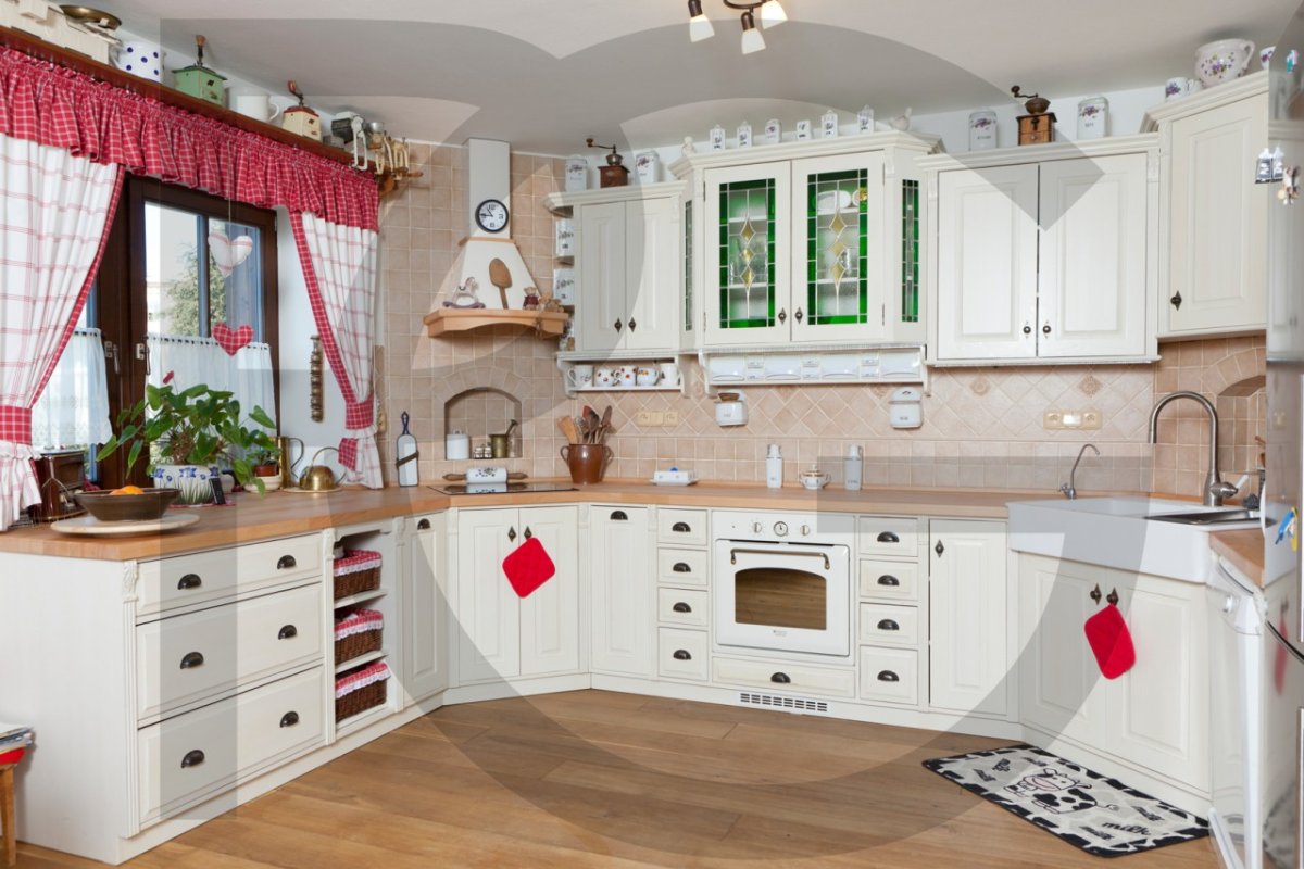 Кухня Прованс с плитой в углу